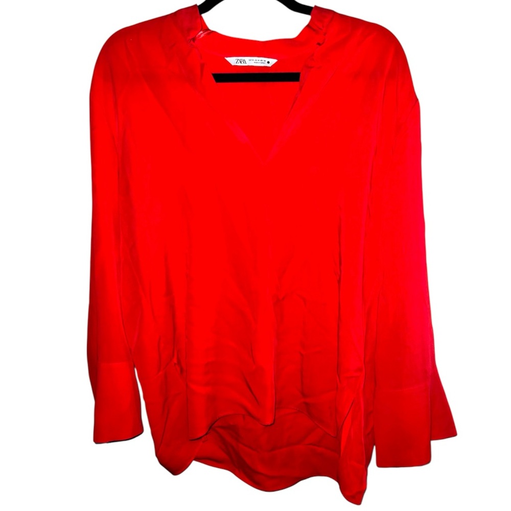 𝐙𝐀𝐑𝐀 | RED LONG SLEEVE TOP - Picture 10 of 10